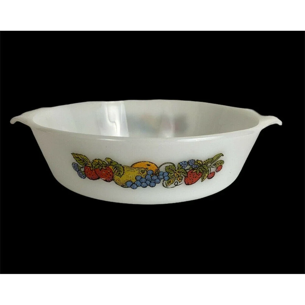 Vintage Anchor Hocking Fire King Fruit Harvest 2 qt. Casserole Dish Made in USA